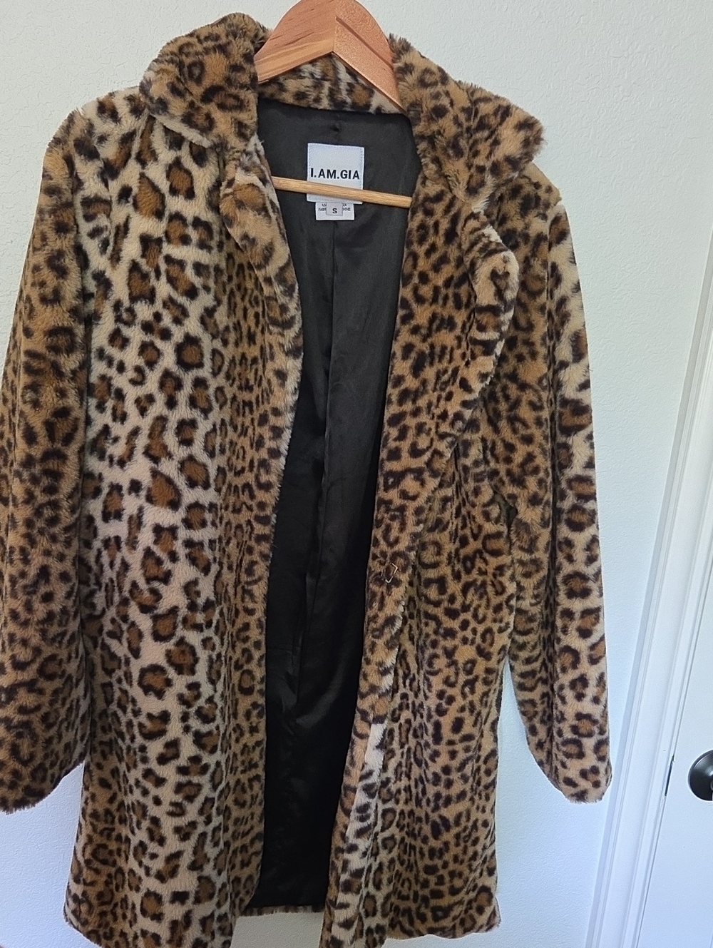 I.AM.GIA Leopard Faux Fur Teddy Coat in Brown and Black